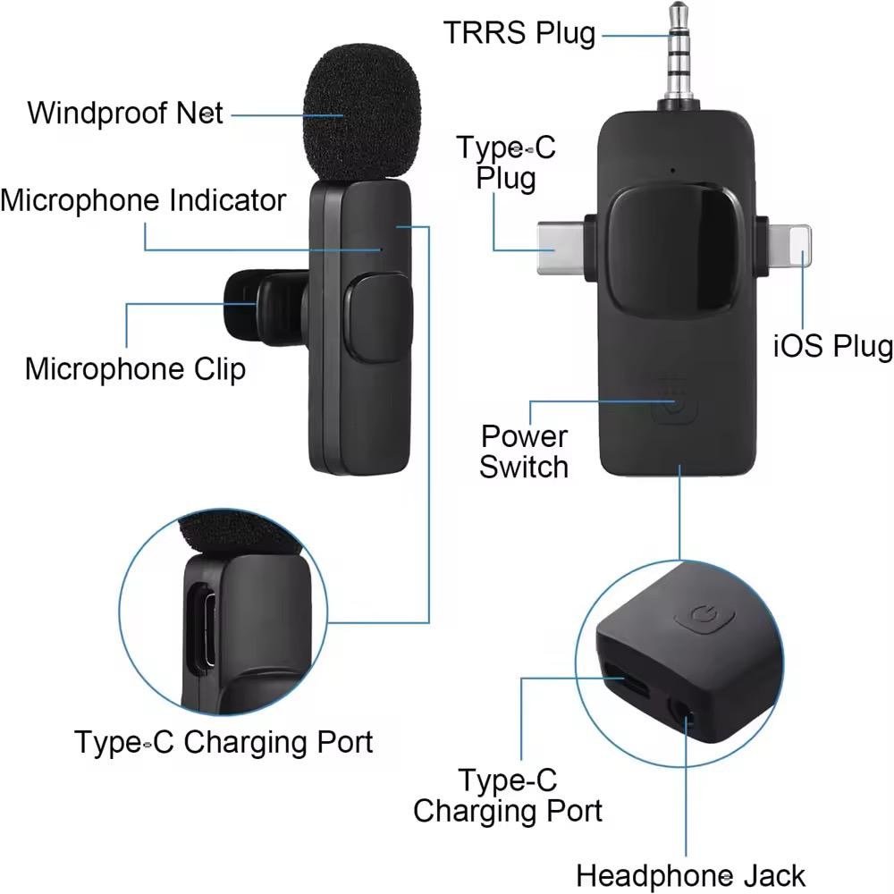 Buy Plug and play wireless lavalier microphone, suitable for video, recording, live broadcast, vlogging, interview wireless microphone K9 in Kumasi