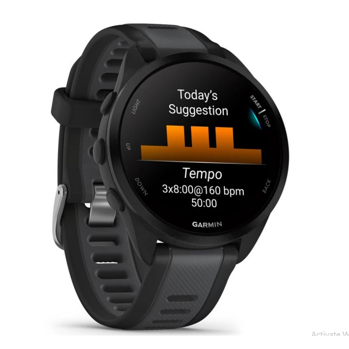 Garmin Forerunner 165 GPS Watch in Black and Slate Grey
