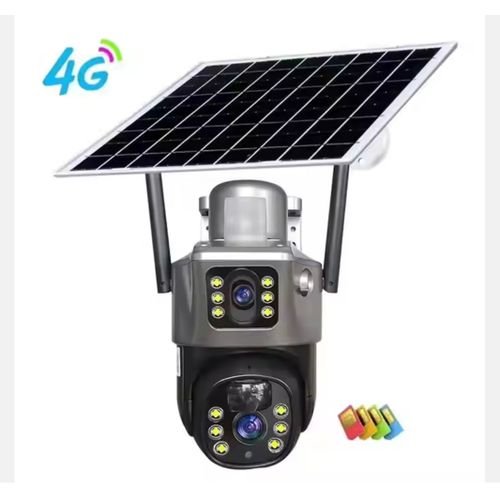 Buy Ptz 4G Sim or wifi Solar Outdoor Dual Lens 8MP IP Camara Solar Panel CCTV Security Built in Battery PIR Cam V380 in Kumasi