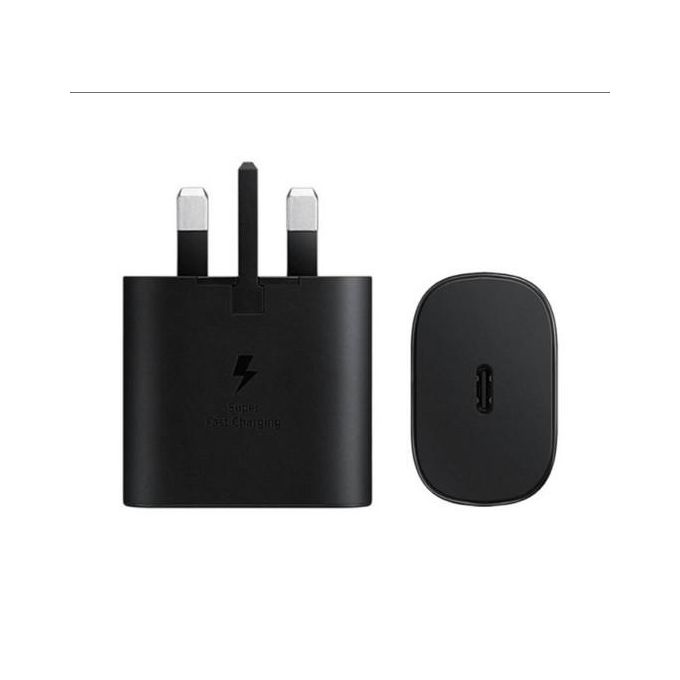 Samsung 25W Super Fast Charger (3 Pins) with Type-C to Type-C Cable – Black