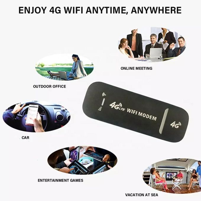 Compact Black LTE 4G Wireless USB WiFi Modem Mini Router with Hotspot Functionality