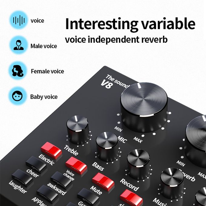 Black BM800 Microphone Kit with V8 Sound Card and Microphone Stand — product view 5