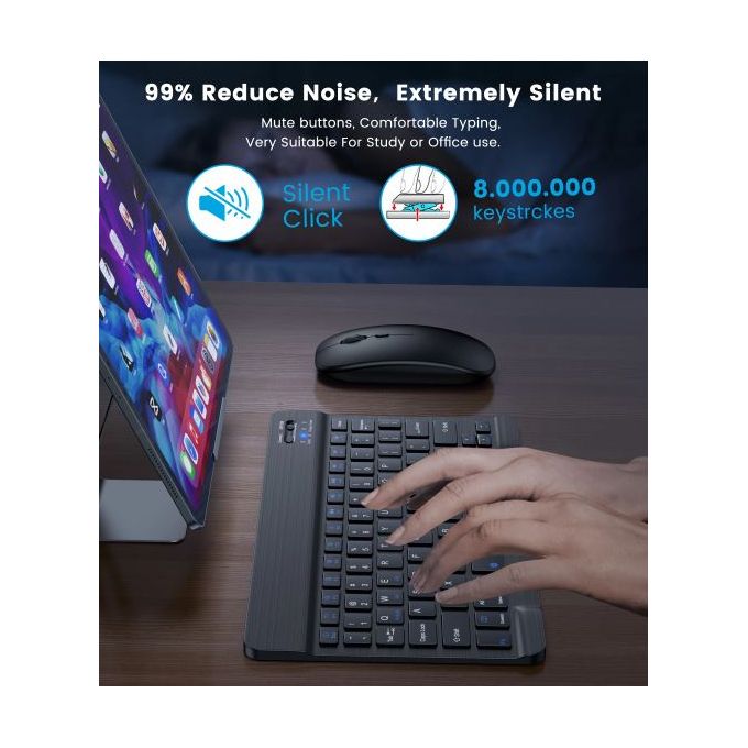 Black Rechargeable Bluetooth Slim Keyboard and Mouse Set