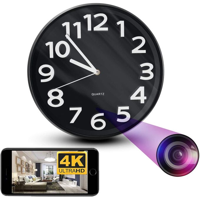 Black HD Security Camera Alarm Clock with WiFi Hidden Camera