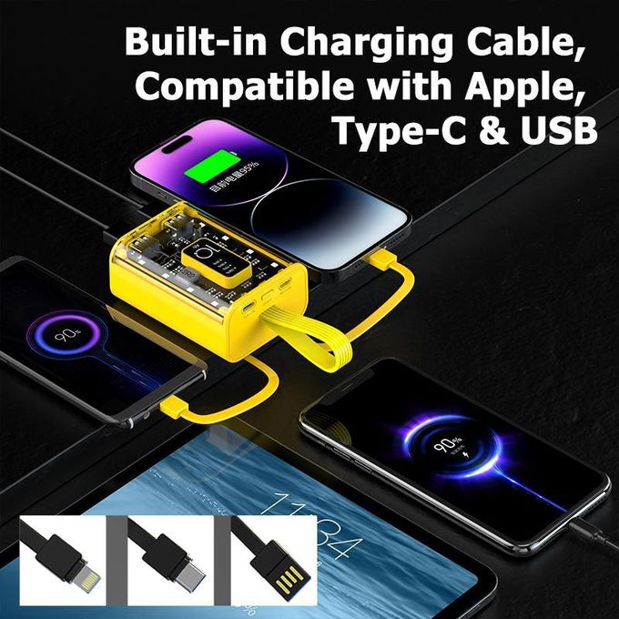 TiLECC Mechapunk 10,000mAh Transparent Power Bank with Interface and LED Light for Fast Charging