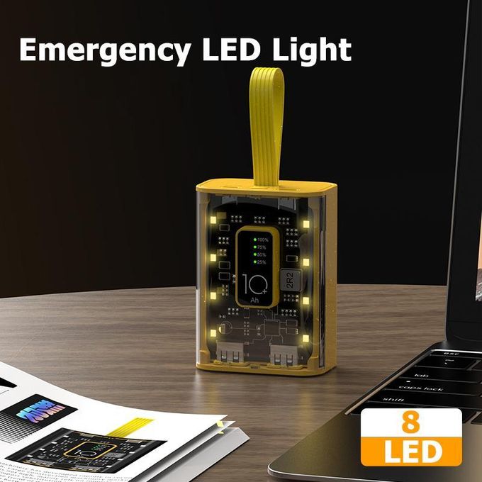 TiLECC Mechapunk 10,000mAh Transparent Power Bank with Interface and LED Light for Fast Charging