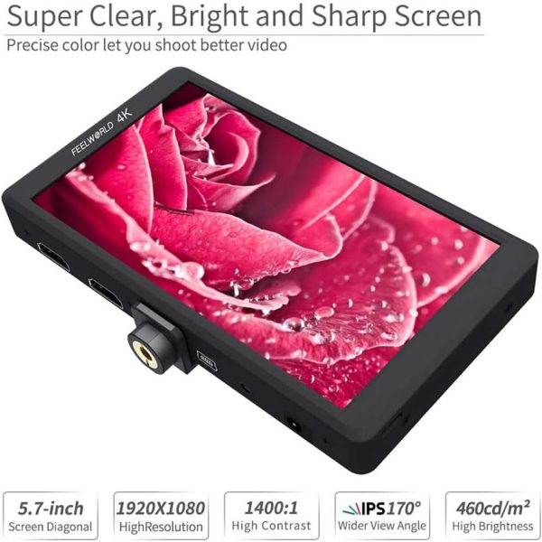 F570 Feelworld 5.7-Inch 4K Portable On-Camera Monitor – Lightweight and Perfect for Stabilizers