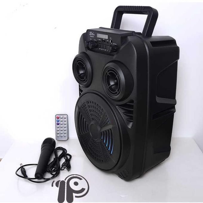 8-Inch Black Portable LED Bluetooth Speaker with Rechargeable Battery