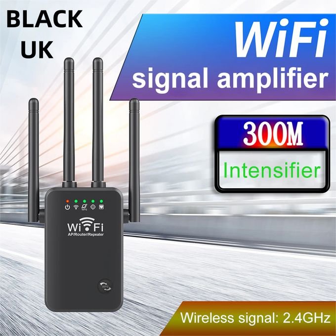 300Mbps 2.4GHz WiFi Extender with Ethernet/LAN Port and 4 Antennas - WiFi Signal Booster