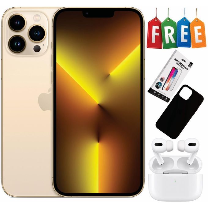 Apple iPhone 13 Pro - 128GB Storage, 6GB RAM, Gold, 6.7", 12MP Dual Rear Cameras + FREE Accessories