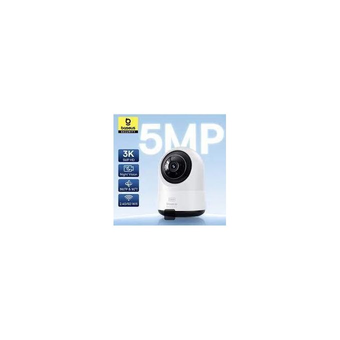 Baseus P1 Indoor Security Camera – 3K Wi-Fi, 360° Pan, Night Vision, Supports Up to 256GB MicroSD – White