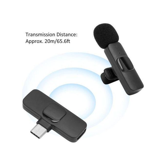 Black USB C Wireless Lavalier Microphone