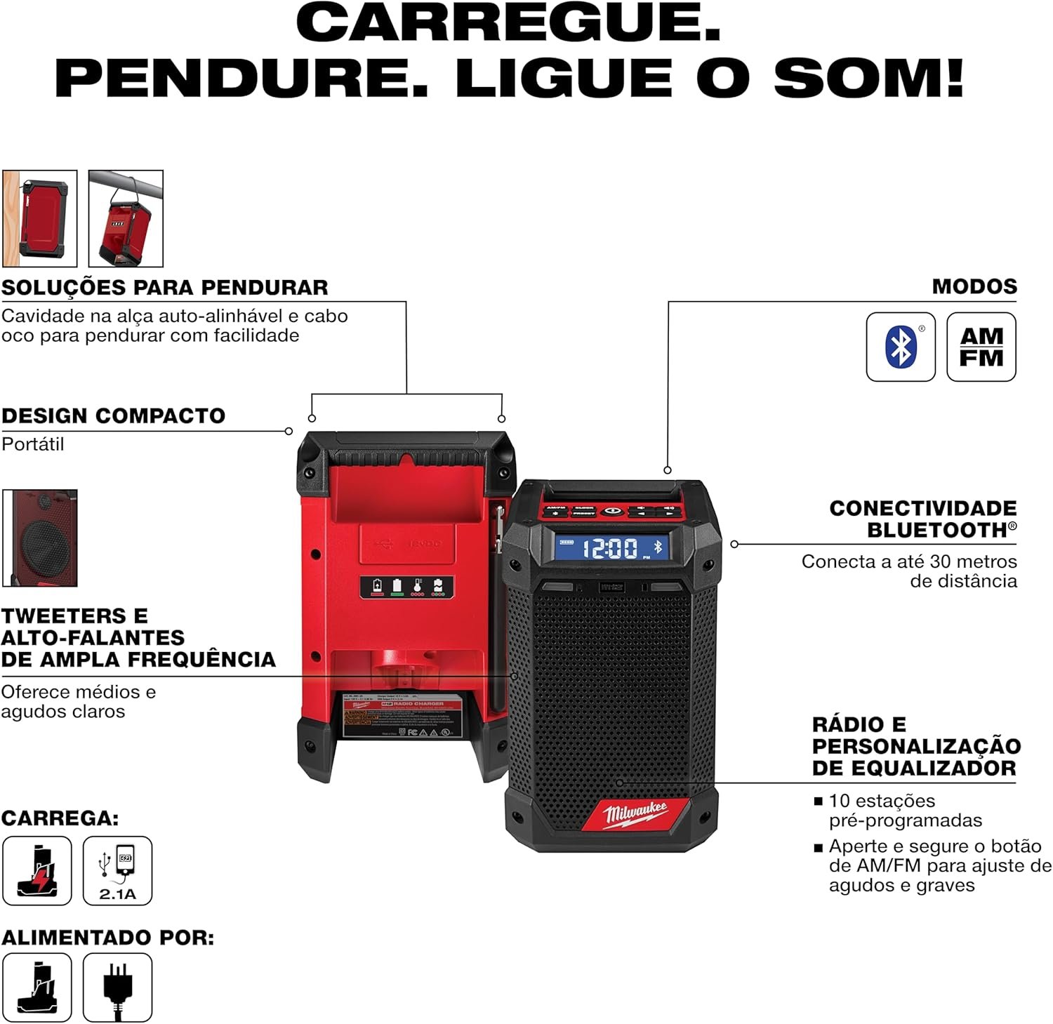 Buy Milwaukee 2951-20 M12 Lithium-Ion Cordless Radio Charger Tool with Bluetooth Speaker and AM/FM Radio in Kumasi