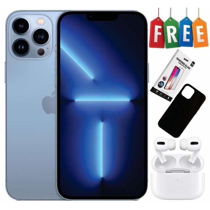 Apple iPhone 13 Pro - 128GB Storage, 6GB RAM, Sierra Blue - 6.7" Display - Dual 12MP Rear and Front Cameras - Includes FREE Accessories