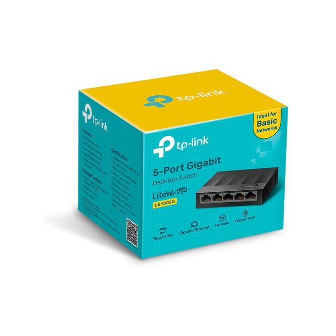 TP-Link LS1005G 5-Port Gigabit Unmanaged Switch in Black — product view 4