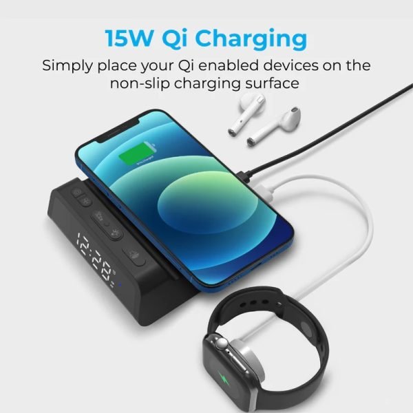 Promate 2-in-1 LED Alarm Clock and Charging Station