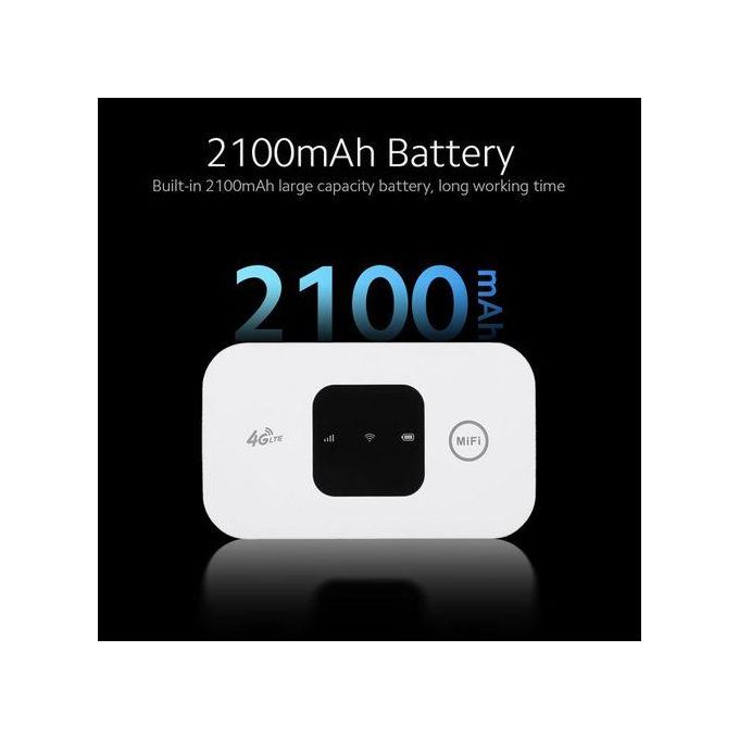 White 4G LTE Portable Mobile MiFi with SIM Card Slot – 2100mAh Battery