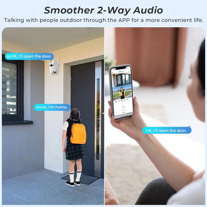 White 4K PTZ Dual Lens Wireless Outdoor Security Camera with Dual Screen and WiFi