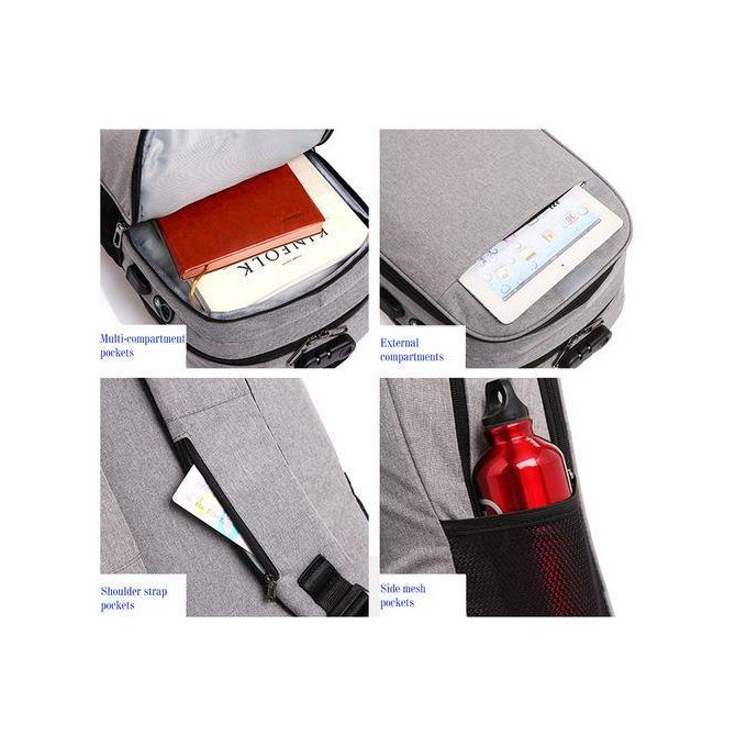 GtyGo Grey Anti-Theft Laptop Travel Backpack