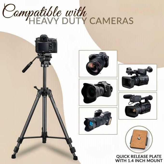 Yunteng VCT-880 Portable Aluminum Tripod for Canon, Nikon, and Sony DSLR Cameras – Black