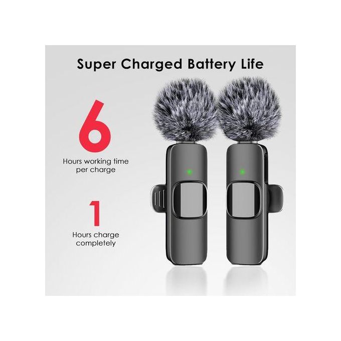 Dual Type-C Wireless Lapel Microphone for iPhone and Android + iOS + Windshield Adapter