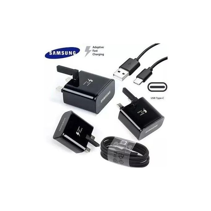 3-Pin Quick Charger Adapter with Type-C Cable – Black / White in kumasi