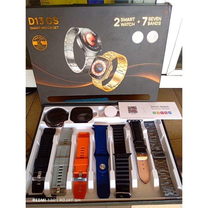 D13 GS Smart Watch – Black, Featuring 2 Dials and 7 Additional Straps (Includes 2 Smart Watches) — product view 2