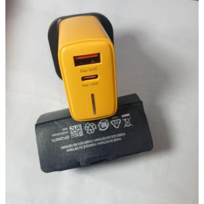 145W Ultra-Fast Type-C to Type-C Full Charger - Yellow/Black