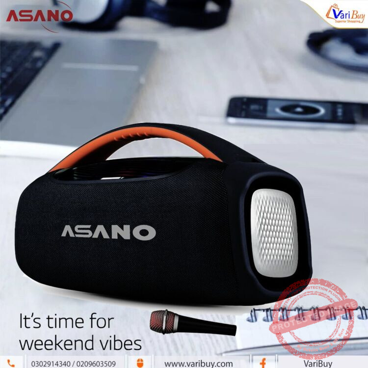 Asano 120W Outdoor Wireless Party Speaker with Cordless Microphone | Powerful Dual Bass, Bluetooth Connectivity, 15000 mAh Rechargeable Battery, USB Port, Aux Input, Party…