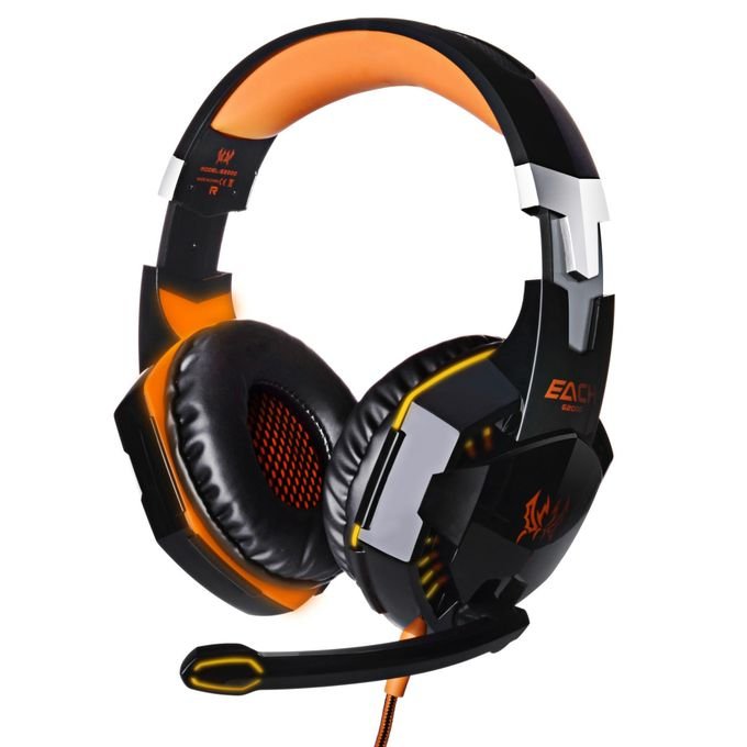 Buy Cross-border Indra G2000 Headphones Gaming Gaming PS4 Computer Subwoofer Luminous Wired Headphones Black Orange + Adapter Cable in Kumasi