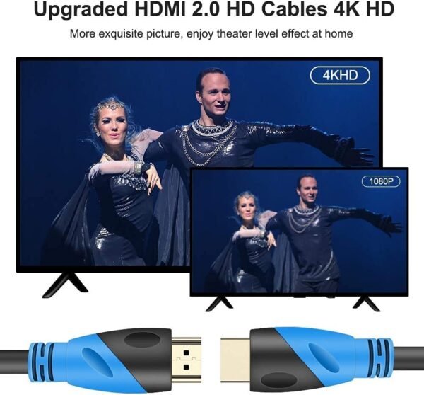 Buy Rommisie 4K/60HZ HDMI Cable 1.5m (HDMI 2.0,18Gbps) Ultra High Speed Gold Plated Connectors,Ethernet Audio Return Video 4K, Full HD1080p, 3D Compatible Blu-Ray Laptop PS3 PS5 PS9 PC HDTV in Kumasi - Image 2