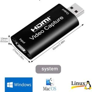 Buy Video Capture Card hdmi USB Adapter, 1080P hdmi Capture Card hdmi Video Capture USB2.0 for Gaming, Streaming TV, Recorder Live Streaming Video for Windows Mac OS (hdmi USB) in Kumasi Adum