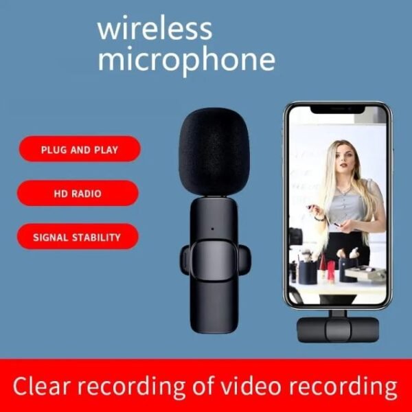 Buy Portable Wireless Lavalier Microphone Mini Audio Video Recording Mic Live Broadcast Gaming Phone Mic for iPhone Android in Kumasi