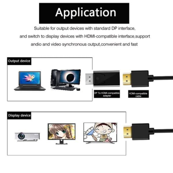 4K DisplayPort to HDMI-compatible Adapter Converter Display Port Male DP to Female HD TV Cable Adapter Video Audio For PC TV In Kumasi - Image 4