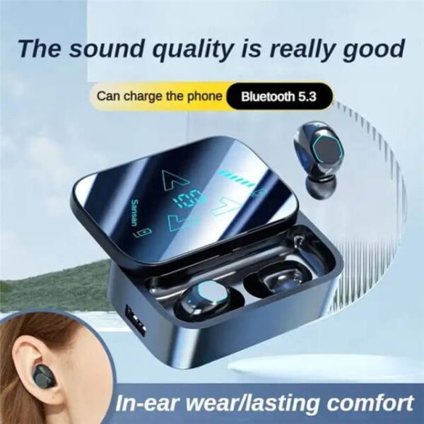 Buy Wireless Bluetooth Earphones Transparent Touch Intelligent Digital Display Headset HiFi Headphone Noise Reduction Gaming Earbuds In Kumasi B - Image 2