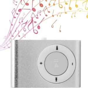 Buy Mini MP3 Player, Portable Music Player with Clip, Digital Music Media Player MiniMP3 BackClip Player with Earphone and USB Cable for Running(Silver) in kumasi (Copy)