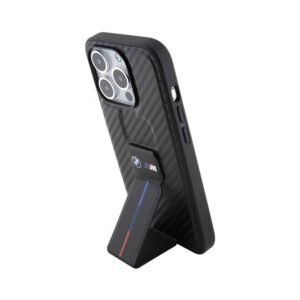 BMW M Grip Stand Carbon Case for iPhone 15 Pro -black