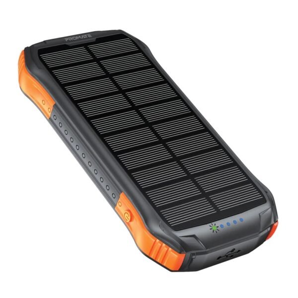 Promate 10000mAh Waterproof Solar Power Bank with 18W USB-C