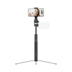 Promate Selfie Monopod Stand with Remote Controlled 360degree Rotation & LED Light