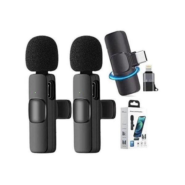 Dual Wireless Lavalier Microphone for iPhone and Android Devices