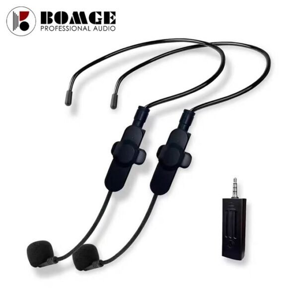 Dual Wireless Microphone System for Two Users, 160ft Range, 2.4G Headset Mics for Karaoke, Amplifiers, PA Systems, Yoga, Teaching, and Fitness Activities