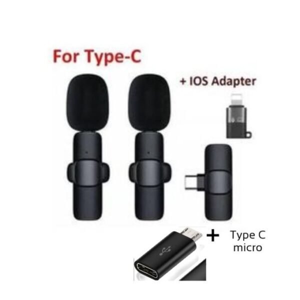 K9 Dual Wireless Lavalier Microphone for All Android and iPhone Devices - Black