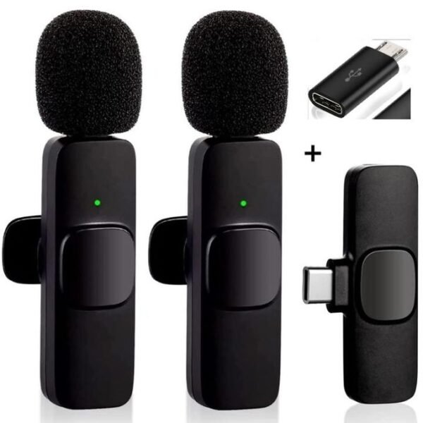 K9 Dual Wireless Lavalier Microphone for All Android Phones - Black