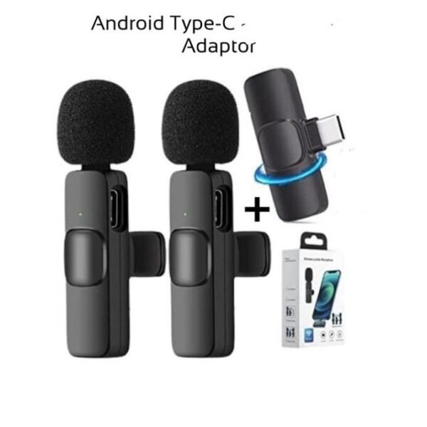 K9 Dual Wireless Lavalier Microphone for Android Type C - Black