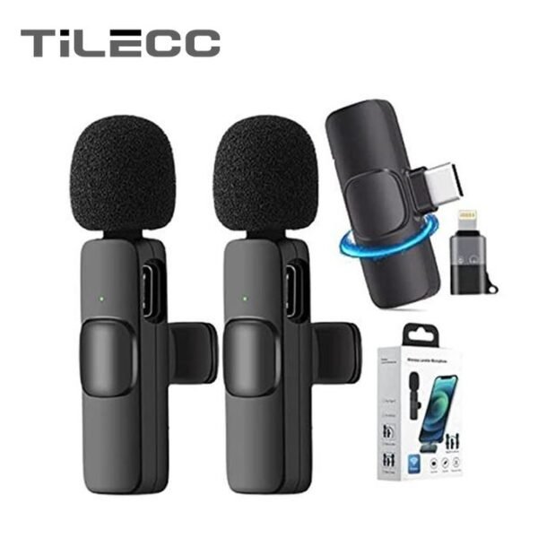 TiLECC Dual Wireless Lavalier Microphone for iPhone and Apple Devices