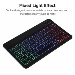 10-Inch Ultra-Thin Rechargeable Wireless Bluetooth Keyboard with Mixed Lighting