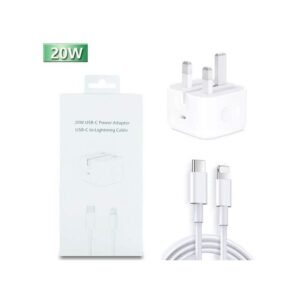 20W Fast Charger with Type C Cable for iPhones - White