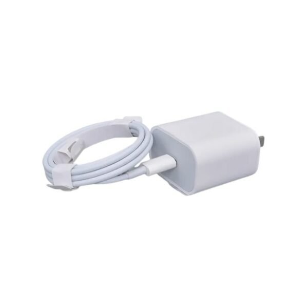 20W Two-Pin Fast Charger with Type-C Cable for iPhones - White