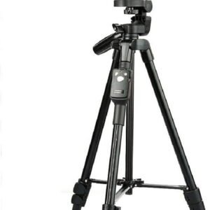 Buy Adjustable Camera and Phone Tripod Stand With LED Light, Microphone and Remote - Black a
