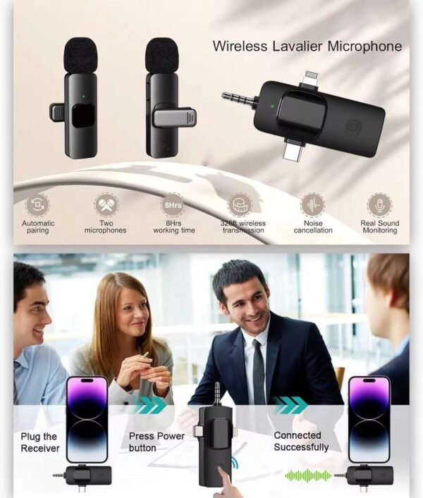 Buy Plug and play wireless lavalier microphone, suitable for video, recording, live broadcast, vlogging, interview wireless microphone K9 in Kumasi 1 - Image 4